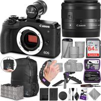 Canon EOS M6 Mark II Mirrorless Digital Camera and 15-45mm Lens + EVF-DC2 Viewfinder with Altura Photo Advanced Accessory and Travel Bundle