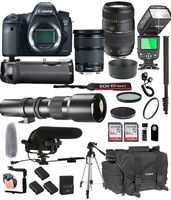 Canon EOS 6D Mark II with 24-105mm f/3.5-5.6 is STM + Tamron 70-300mm f/4-5.6 Di LD + 500mm Telephoto + 128GB Memory + Pro Battery Bundle + Power Grip + TTL Speed Light + Pro Filters,(25pc Bundle)
