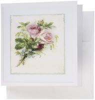 3dRose Print of Victorian Grunge Roses in Aqua and Pink Greeting Cards, Set of 12 (gc_182583_2)