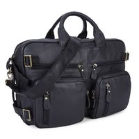 UBaymax Men's 17" Leather Briefcase Messenger Bag,Large Business Laptop Tote Attache Case (Bag-Black)