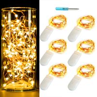 OakHaomie 6PCS 7Feet Starry String Lights,Fairy Lights Battery Operated with 20 Micro LEDs On Copper Wire. 2pcs CR2032(Incl), Works for Wedding Centerpiece,Party,Table Decorations (Copper Warm White)