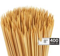 DecorRack Natural Bamboo Skewer Sticks, 400 Pack of 8 inch Organic Wooden Barbecue Kabob Skewers, Best for Grill, BBQ, Kebab, Marshmallow Roasting or Fruit Sticks