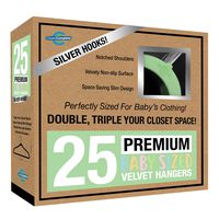 Closet Complete Baby Velvet Hangers, Premium Quality, True-Heavyweight, Virtually-UNBREAKABLE, Ultra-Thin, Space Saving No-Slip, Perfect Size for Babies 0-48 months 360° SPIN, Chrome Hooks, Green 25pc