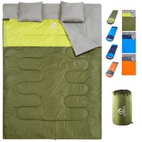 oaskys Camping Sleeping Bag - 3 Season Warm & Cool Weather - Summer, Spring, Fall, Lightweight, Waterproof for Adults & Kids - Camping Gear Equipment, Traveling, and Outdoors (Double Green)