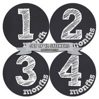 Months In Motion Gender Neutral Baby Month Stickers - Monthly Milestone Sticker for Boy or Girl - Infant Photo Prop for First Year - Shower Gift - Newborn Keepsakes - Unisex- Chalkboard