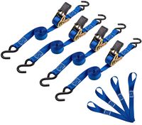 Ratchet Tie Down Straps - Cargo Straps for Moving Appliances, Lawn Equipment, Motorcycle - 500 Load Capacity & 1,500 Lbs Breaking Strength - 4 Pack & 4 Bonus Soft Loops - by AUGO