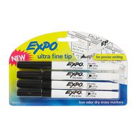 EXPO 1871774 Low-Odor Dry Erase Markers, Ultra Fine Tip, Black, 4 Count (Pack of 1)