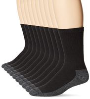 Fruit of the Loom Men's 10 Pack Everyday Work Crew Socks, Black , Shoe Size: 12-16 (X-Large)