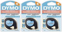 DYMO Authentic LetraTag Labeling Tape for LetraTag Label Makers, Black Print on Clear pastic Tape, 1/2'' W x 13' L, 1 roll (16952) - 3 Pack