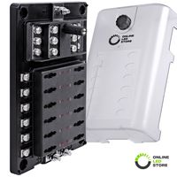 10 Way Fuse Block with Ground Negative Bus for Automotive [Dual Positive Inputs] [12V - 32V DC] [200 Amp] [ATC/ATO Fuses] [LED Indicator] [Corrosion Resistant] Auto Marine Fuse Box
