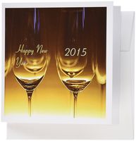 3dRose Print of Gold Champagne Glasses Say Happy New Year Greeting Cards, Set of 12 (gc_200411_2)