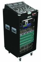 Odyssey CXP1118W Pro Combo Carpeted Rack With Recessed Hardware And Wheels: 11u Top, 18u Bottom