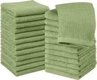 Utopia Towels Cotton Washcloths Set - Pack of 24 100% Ring Spun Cotton, Premium Quality Flannel Face Cloths, Highly Absorbent and Soft Feel Fingertip Towels (Sage Green)
