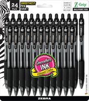 Zebra Pen Z-Grip Retractable Ballpoint Pen, Medium Point, 1.0mm, Black Ink, 24 Pack (Packaging may vary)