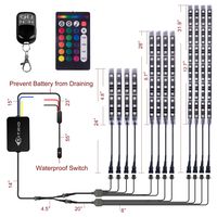 DITRIO 12pcs 12V Underglow RGB LED Strip Light Kit with Blinking Turn Signal and Brake Light for Motorcycles ATVs UTVs, M12r-T
