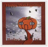 Baby's First Thanksgiving, Two Turkeys Pumpkin Adventure - Greeting Card, 6 x 6 inches, single (gc_34400_5)