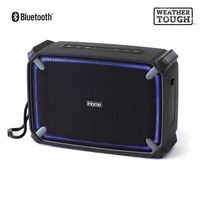 iHome iBT374 Weather Tough Portable Rechargeable Bluetooth Speaker with Speakerphone, Accent Lighting and USB Charging Port - Featuring Melody, Voice Powered Music Assistant
