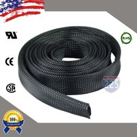 100 FT 1" 25mm Black Expandable Wire Cable Braided Sleeving Sheathing Loom Tubing US