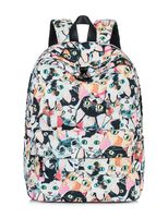 Leaper Cat Face Laptop Backpack Girls Daypack Travel Bag Satchel Handbag Beige