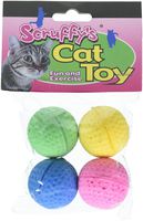 Boss Pet 04467 Scruff's Colorful Kitty Springy Foam Sponge Balls (4 Pack)