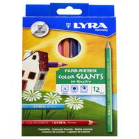 LYRA Color-Giants Colored Pencils, Lacquered, 6.25 Millimeter Cores, Assorted Colors, 12-Pack (3941120)