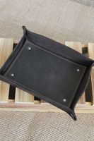 Monogrammed Large Chocolate Brown Leather Valet Tray, more colors