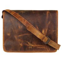 Rustic Town Handmade Genuine Leather 15 inch Vintage Crossbody Laptop Messenger Bag