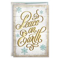 Hallmark Boxed Holiday Cards, Peace on Earth Lettering (16 Cards with 17 Designed Envelopes)