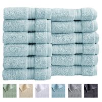 12-Pack Washcloth Set. 100% Cotton Absorbent Quick-Dry Plush Washcloth Towels. Wash Cloths for Bathrooms. Cooper Collection. (Washcloths, Spa Blue)
