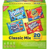 Nabisco Classic Cookie & Cracker Mix, Variety Pack with Oreo Mini, Mini Chips Ahoy!, Nutter Butter Bites Cookies & Ritz Bits Cheese Crackers, 20 Count Individual Snack Bags