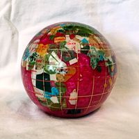 Unique Art 4.3" (110 mm) Diameter Gemstone Globe Paperweight Paper weight (Pink Pearl Swirl)