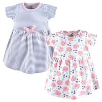 Touched by Nature Girls, Toddler, and Baby Organic Cotton Short-Sleeve Dresses, Pink Rose, 12-18 Months