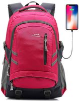 Backpack Bookbag for School Student College Travel Business with USB Charging Port 15.6 inch Laptop compartment Anti theft Night Light Reflective Luggage Straps (Pink)