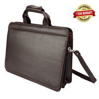 DEERLUX Brown Leather Briefcase, Mens Messenger Bag