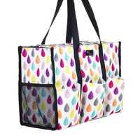 Pursetti Zip-Top Organizing Utility Tote Bag with Multiple Exterior & Interior Pockets for Working Women, Nurses, Teachers and Soccer Moms (Candy Drops)