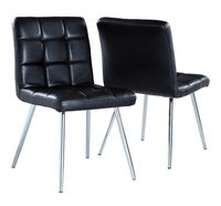 Monarch Specialties Black Leather-Look/Chrome Metal 2-Piece Dining Chair, 32-Inch