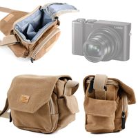 DURAGADGET Light Brown Medium Sized Canvas Carry Bag - Compatible with Panasonic TZ80 | Lumix TZ100(SZ100) | Lumix DMC-ZS100 | Lumix DMC-ZS60(TZ60) | Lumix ZS200/TZ200 & LC DC-GX9