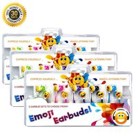 Vias Emoji Earbud Bundle - 5 pairs of Assorted Smile Face Expressions Headphones Earbuds 3.5mm for iPod/SmartPhone/Tablet. Great for Kids, Boys, Girls, Gifts (pack of 3)