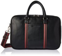 Ben Sherman Faux Leather 15" Double Gusset Top Zip Laptop Case, Black