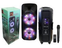 Mr. Dj DJ215BTA Dual 15" 5000 Watt Max Power Speaker with Built-in Bluetooth & Battery LCD/MP3/USB/SD Slot