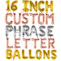 Letter Balloons - Custom Phrase 16" Inch Alphabet Letters & Numbers Foil Mylar Balloon | Create Your Banner