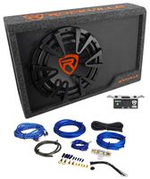 Rockville RWS12CA Slim 1200 Watt 12" Powered Car Subwoofer Enclosure + Wire Kit