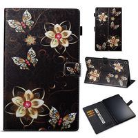 Ostop Compatible with All-New Amazon Fire HD 10 Tablet 2019/2017/2015 Case,Slim Stand Folio Cover PU Leather Flip Wallet Smart Case with Auto Sleep/Wake and Pencil Holder,Gold Butterfly