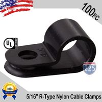 R-Type Cable Clamps Nylon Black Hose Wire Electrical Ring Loop