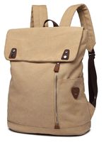 Scioltoo vintage leather canvas multi-function work laptop backpack outdoor leisure Messenger bag campus backpack college student khaki A-KHAKI