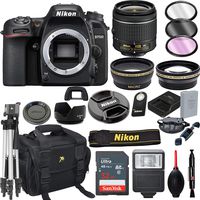 Nikon D7500 DSLR Camera with 18-55mm VR Lens + 32GB Card, Tripod, Flash, and More (20pc Bundle)