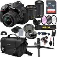 Nikon D5300 DSLR Camera with 18-55mm VR and 70-300mm Lenses + 32GB Card, Tripod,Case and More (21pc Bundle)