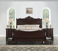 Roundhill Furniture Saillans Solid Wood Construction Bed, King, Cherry Finish