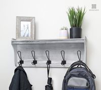 Seremeo Entryway Coat Rack Wall Mounted Shelf - Rustic Grey 26" Coat Hooks Wall Coat Rack Mounted Hanging Coat Rack Hooks Premium Pine Wood