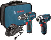 Bosch Power Tools Combo Kit CLPK22-120 - 12-Volt Cordless Tool Set (Drill/Driver and Impact Driver) with 2 Batteries, Charger and Case